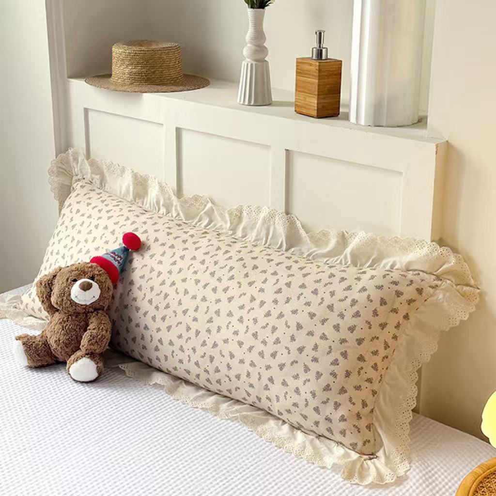 Algodón de doble hilo doble larga funda de almohada de 1.5m todo el algodón funda de almohada estilo coreano pareja alargada funda de almohada interior image 15