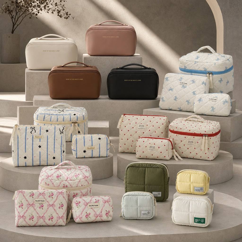 Cross-border portable makeup bag, simple and stylish, ideal for travel, toiletries, skincare, and cosmetics