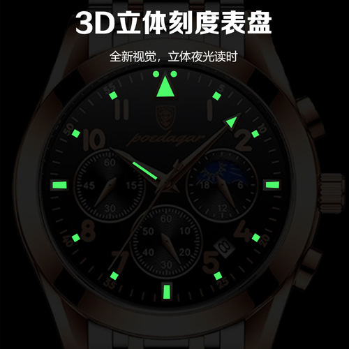Swiss Brand Multifunctional Men's Watch Waterproof Luminous Quartz Watch Live Dropshipping on AliExpress