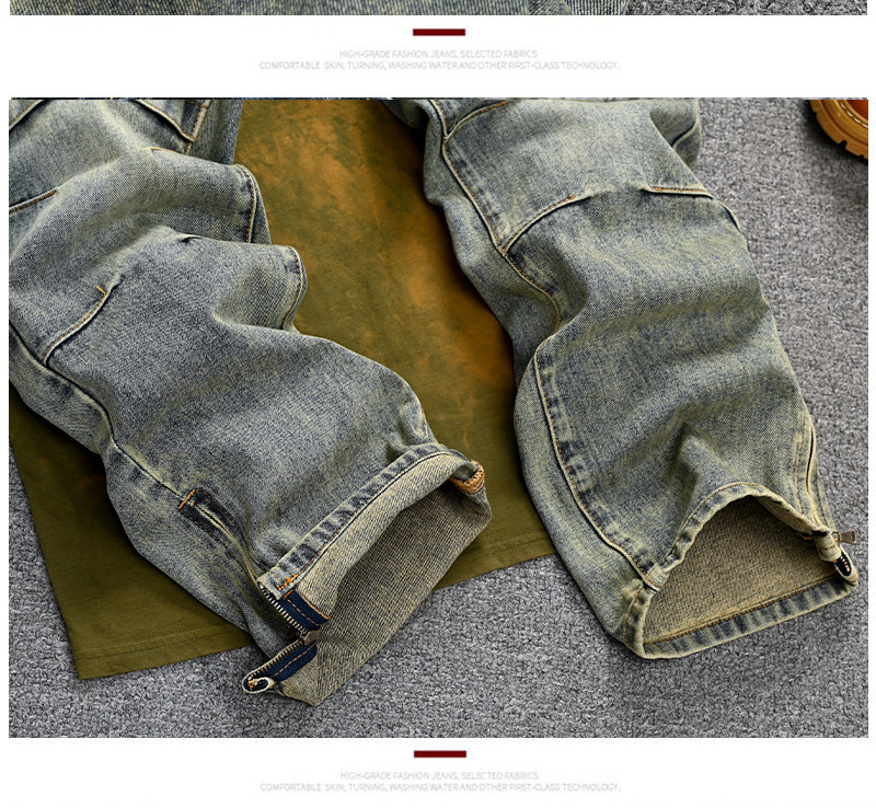 Men's Retro Straight Leg Distressed Jeans Loose Long Trousers Trendy American Youth Disco Squared Versatile_mkmklike.com