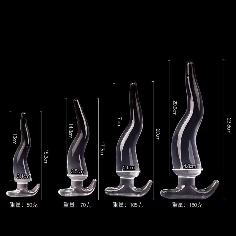 Transparent Crystal Anal Plug, TPE Sm Training Toy, 23.8 cm — detail image 14