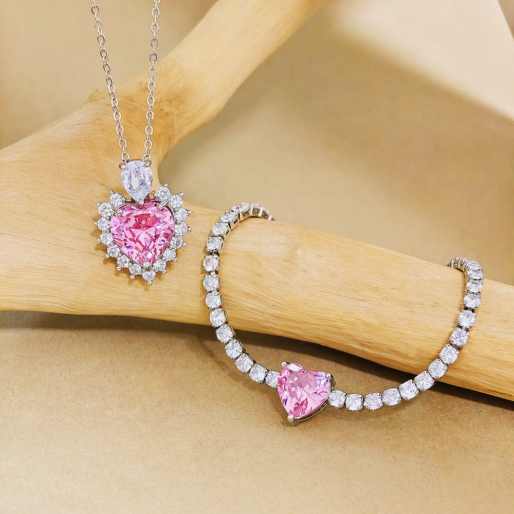 All Seasons Season Wholesale Jewelry Elegant Simple Style Heart Shape Copper Plating Bracelets Necklace Cable Chain