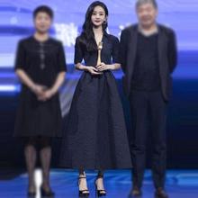 欧洲站2023年夏季明星赵丽颖同款高端女装长裙时尚修身显瘦连衣裙