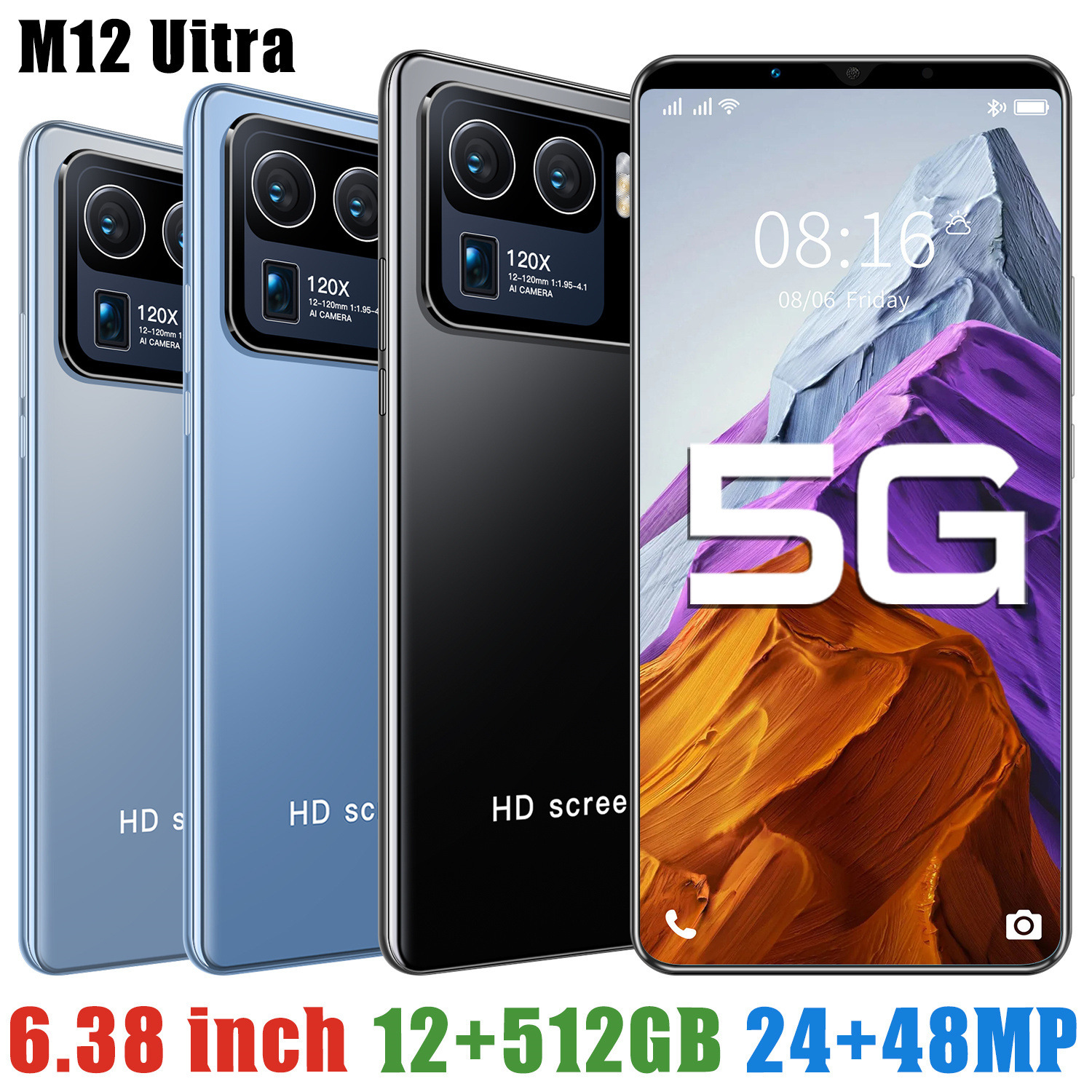 批发新款M12+Uitra智能手机 MTK6580四核M8 i11 S10 S21U智能手机