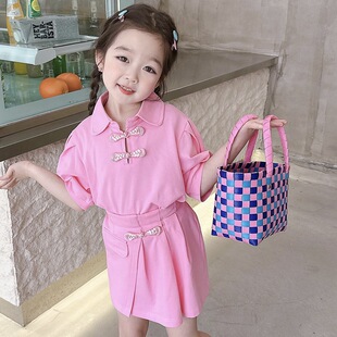 Girls' Western Style Summer Casual Korean Style suit Children's Sports Fashionable Summer Wear Women's Treasure Fashionable Internet Celebrant Children's Wear