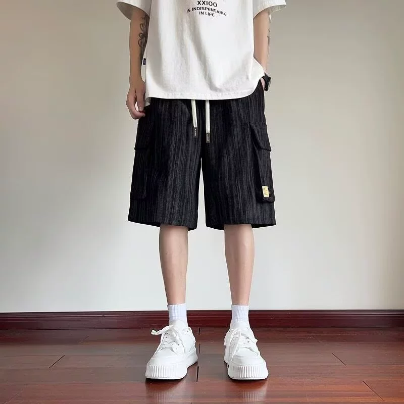 Мужские летние тонкие свободные повседневные шорты-карго в американском стиле с большими карманами.