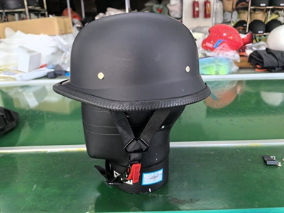 Foreign Trade Motorcycle Helmet, Military-Style Harley Summer Helmet, Vintage Steel Helmet, Motorcycle Cruising Half Helmet, Protective Riding Gear (Motorcycle Safety Supplies) - dumb-black-m57-58cm