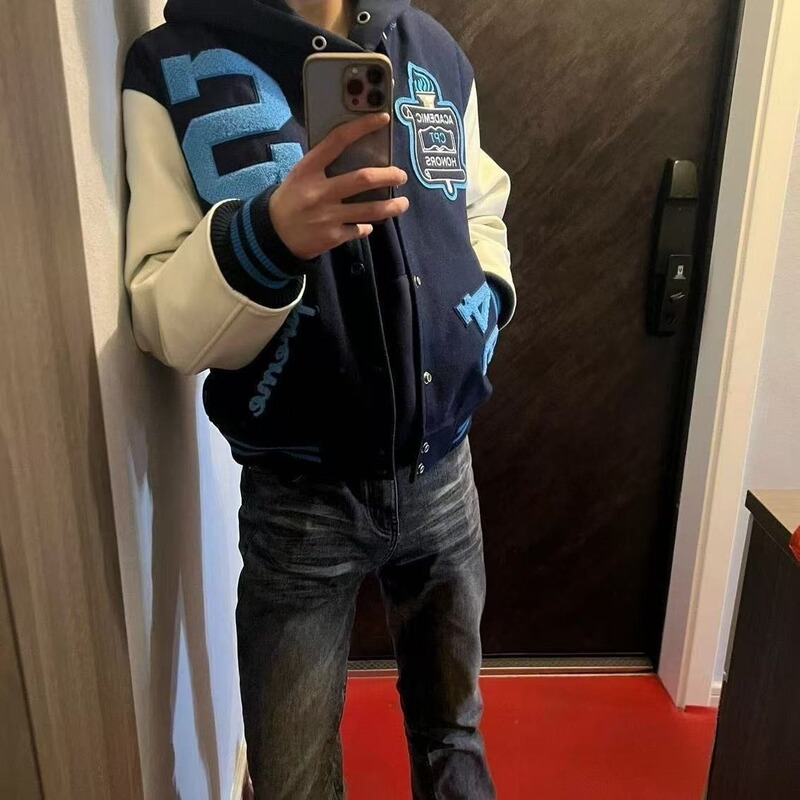 Baseball-Style Patchwork Jacket with Chinese Trendy Elements, Spring and Autumn 2025 New Model, Printed Letters, New York Loose-Fitting American Retro Jacket Baseball-Style Patchwork Jacket with Chinese Trendy Elements, Spring and Autumn 2025 New Model, Printed Letters, New York Loose-Fitting American Retro Jacket