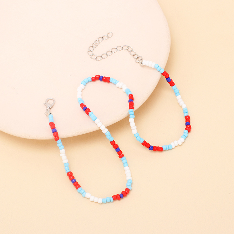 9g Weight Necklace Classification Wedding, Travel Occasion Women'S Gender Ethnic Clashing Color Beaded Necklace Bracelet Combination Wholesale Nihaojewelry 5