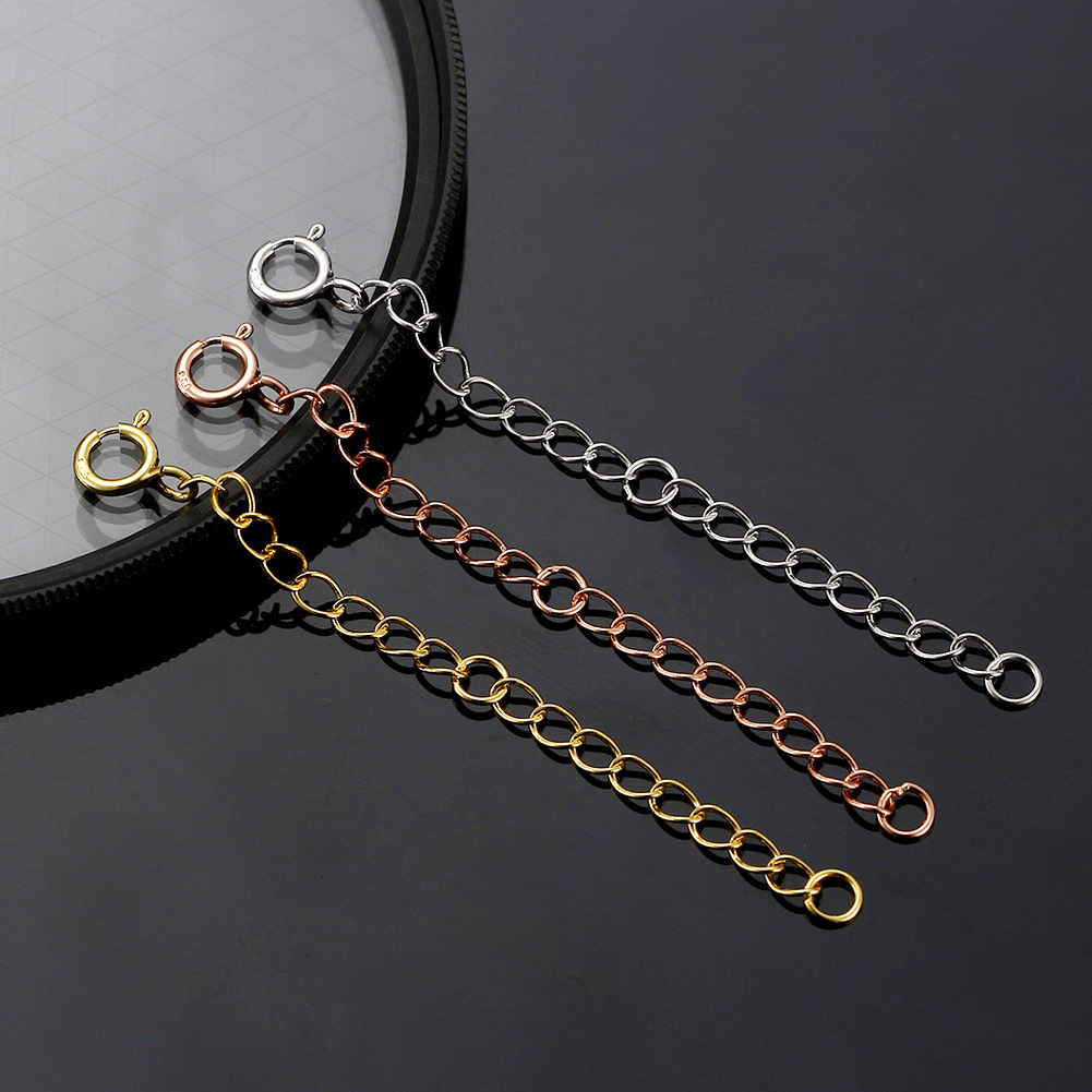 Spring Ring Trigger Clasp Closure Clasp Closure Type 18K Gold Plated, White Gold Plated Plating Material 925 Sterling Silver Pendant Material Stone-Free Inlay Material 1 Piece 5cm 8cm Extension Chain 18K Gold Plated White Gold Plated Geometric Solid Color Spring Ring Trigger Clasp Closure