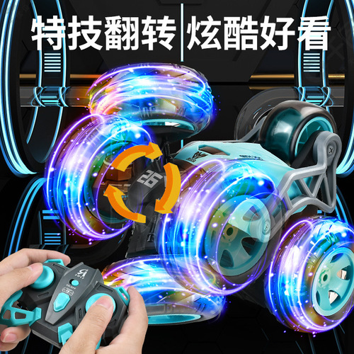 Cross-border Children's Flipping Car Electric Light Remote Control Trick Rolling Car for Boys and Girls, Educational Toy Wholesale