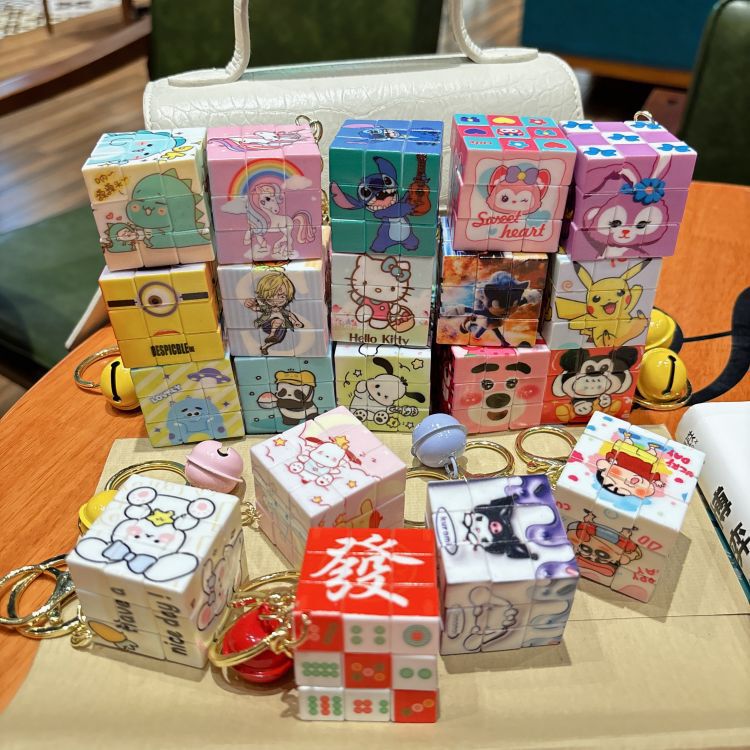 Cartoon Sanrio Big Ear Dog Rubik's Cube Keychain Cloe Lena Belle Toy Bag Pendant Key Chain Gift