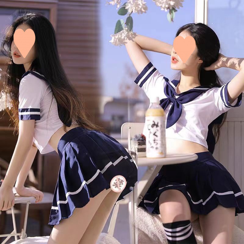 (2개) 섹시한 대학 스타일 캠퍼스 의류 순수한 원하는 코스프레 유니폼 세트 순수한 소녀 학생 JK 선원 원피스 여성