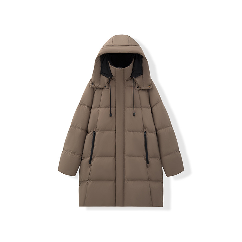 Fábrica de fuente de plumón grueso, chaqueta de plumón con capuchón blanco, abrigo de invierno grueso y cálido