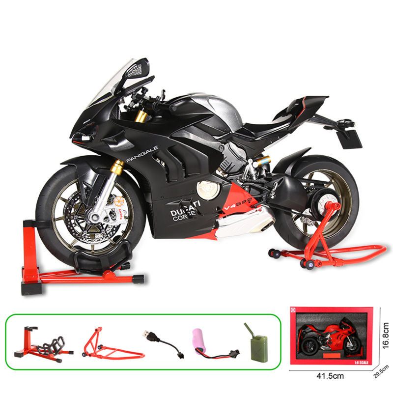 1:6 Ducati V4S versión en aerosol modelo de motocicleta de aleación simulación de sonido decoración de carreras de coches niño juguete regalo