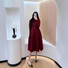 2025秋冬法式学院赫本风气质名媛蝴蝶结娃娃领内搭打底针织连衣裙