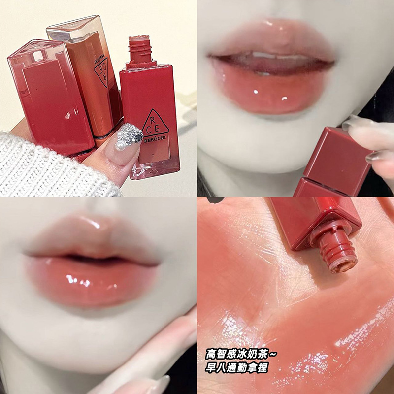 RESOCHI pulsante espejo esmalte labial, espejo de agua, claridad, blanqueamiento, color duradero, lápiz labial, maquillaje transfronterizo