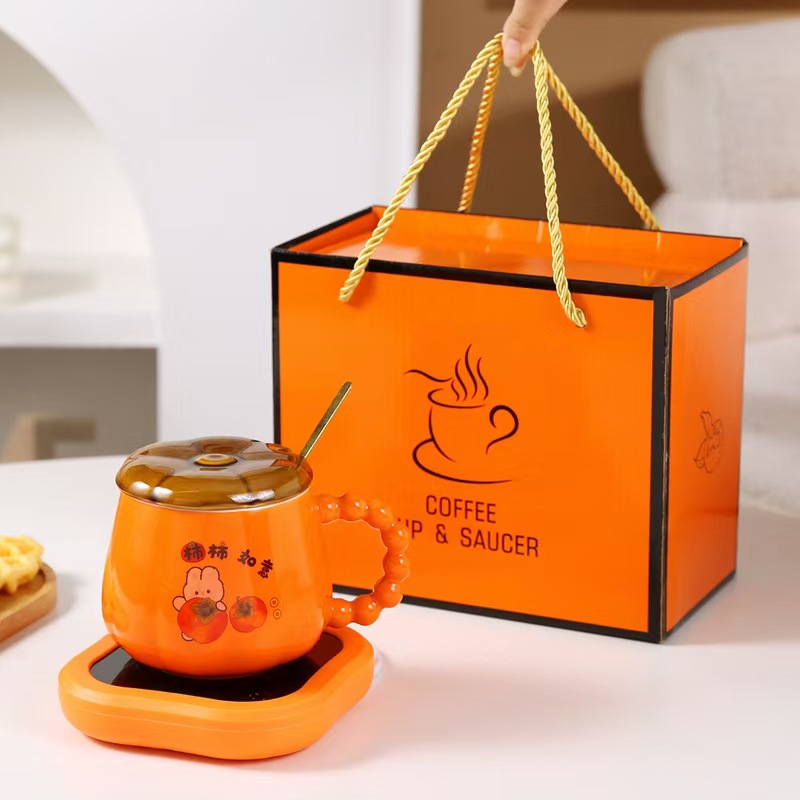 Caja de regalo de tazas de temperatura constante, tazas cálidas de dibujos animados, tazas de cerámica, logotipo personalizado, regalos de alta calidad