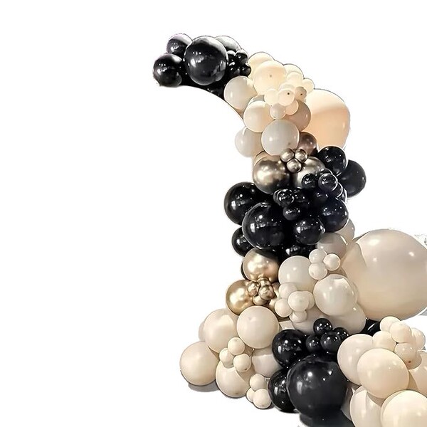 Black golden white cream balloon