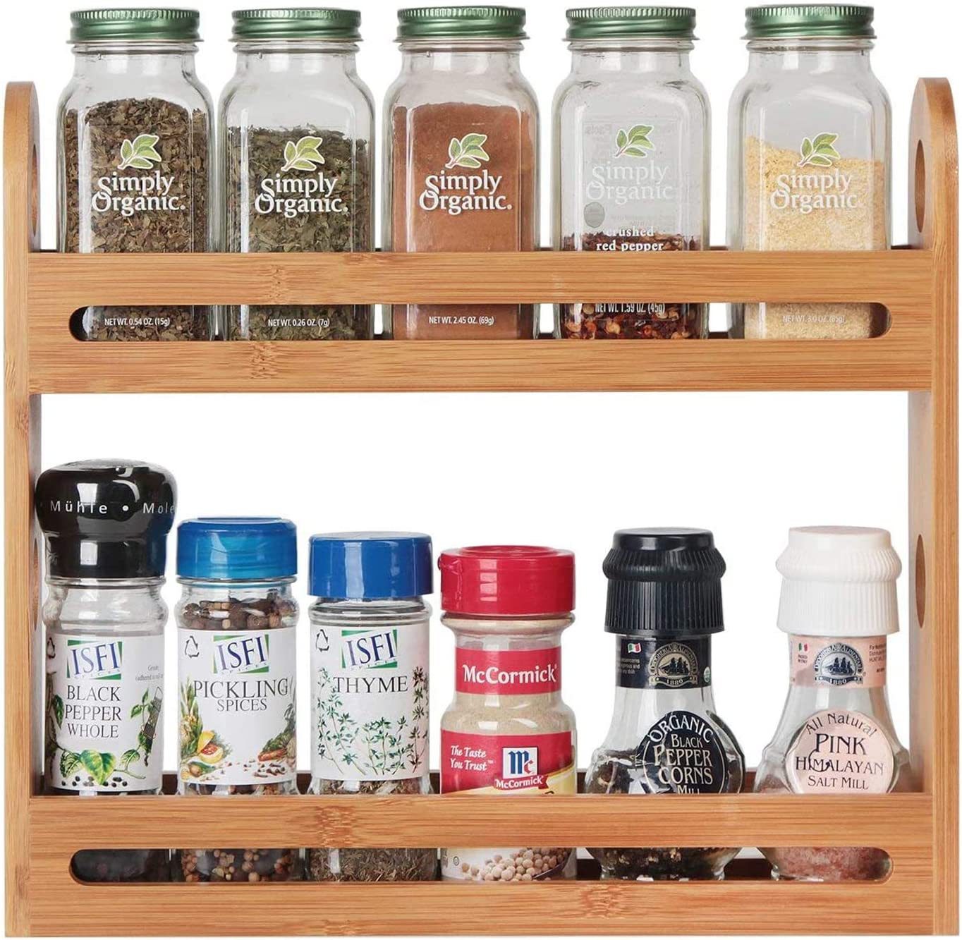 Solid wood household kitchen shelf rack free punch seasoning, sauce sauce vinegar multifunctional double -layer shelf