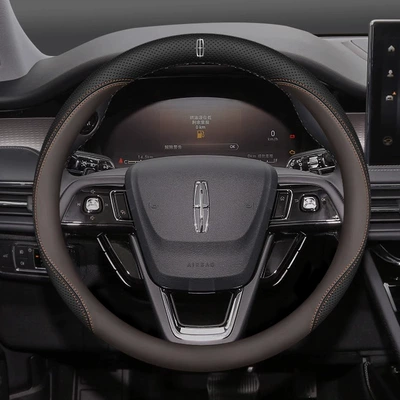Steering wheel cover – Wheel Cover 23 Lincoln Double - lincoln-round-type-black-brown-ultra-thin-model-with-car-logo-default