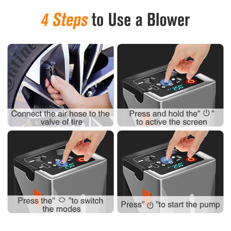 Cross-Border Gf-01 Car Emergency Jump Starter with Air Pump + Blower All-In-One Machine 12V Multi-Function Power Bank