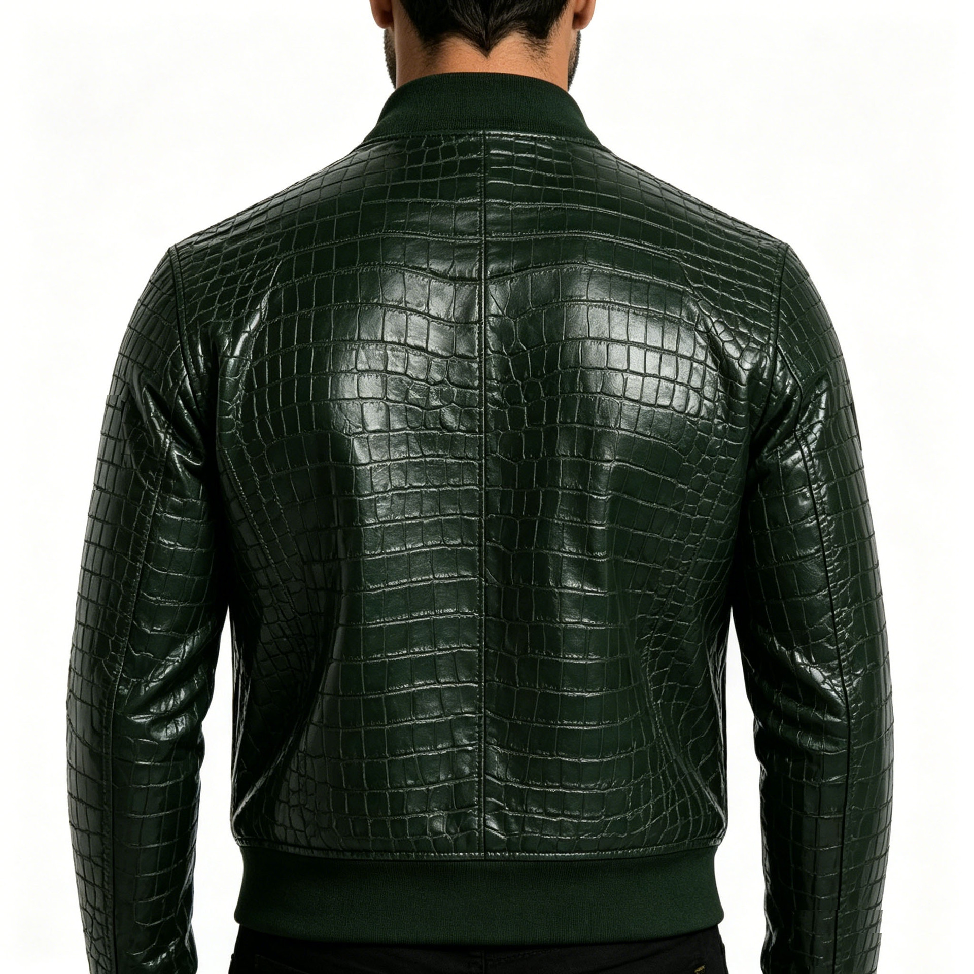 Europa y América cruzada cocodrilo chaqueta de cuero chaqueta de cuero PU hombre retro americano suelto locomotora chaqueta de moda