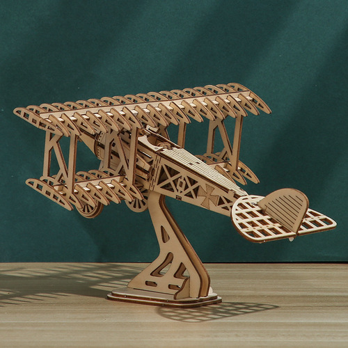 Cross-border manufacturer new aircraft 3D stereoscopic puzzle wooden toy intelligence assembly toy DIY creative decoration