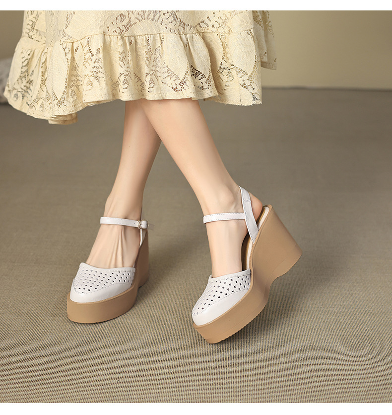 Sandal cao gót nữ mũi nhọn quai ngang đế dày 9.5cm — màu trắng ngà, màu mơ chi tiết 13