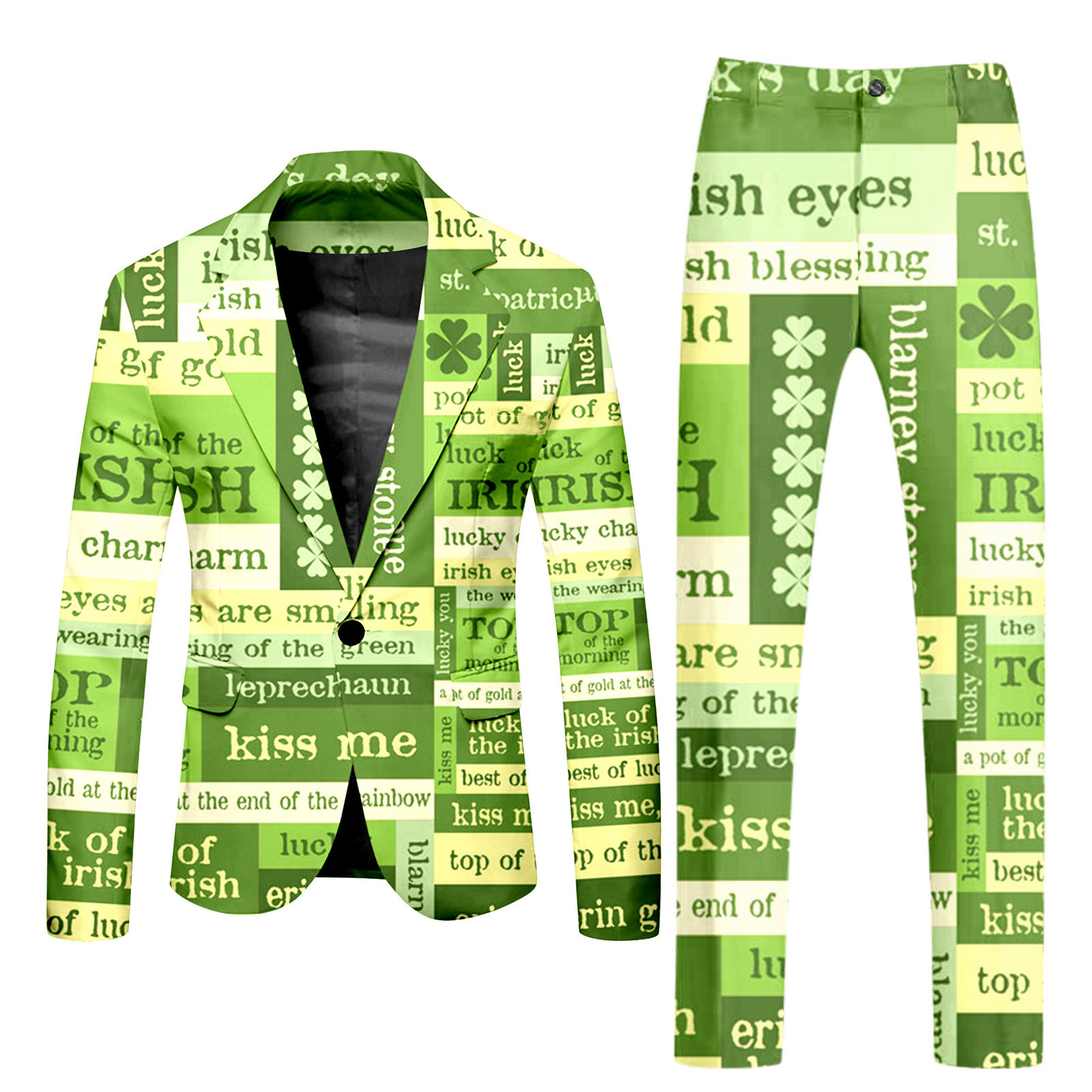 Traje verde fresco y enérgico Traje de estilo de personalidad casual de negocios Traje de un solo botón Pantalones delgados WL8-MR7