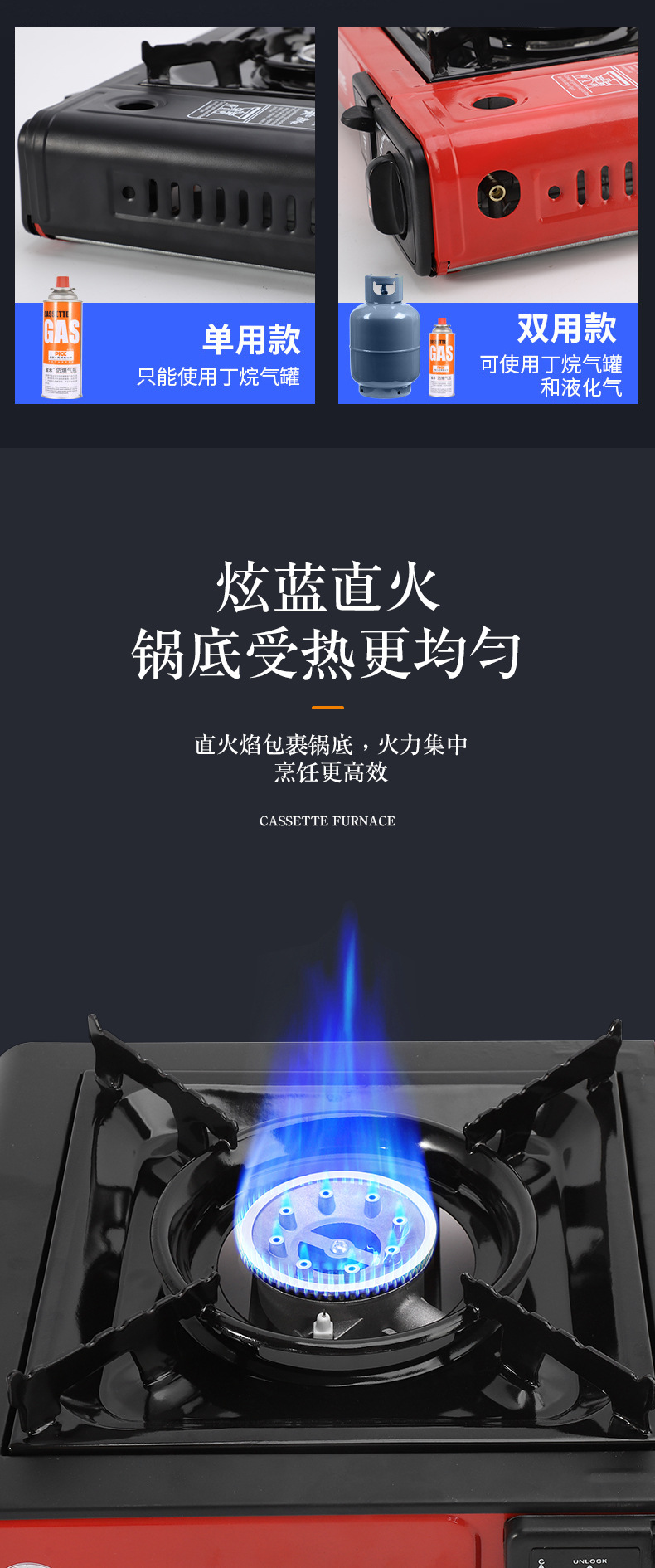 户外露营野炊卡式炉便捷式卡斯炉厨房家用丁烷燃气炉具野外烧烤炉详情8