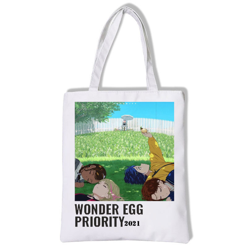 潮牌奇蛋物语Wonder Egg Priority印花斜挎包女生帆布单肩包帆布