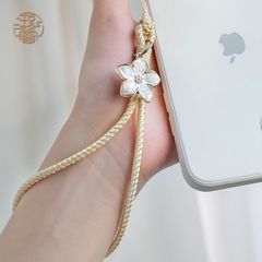 清新文芸携帯電話チェーンストラップ短い携帯電話ケースストラップ手首手編み花古風キーusb