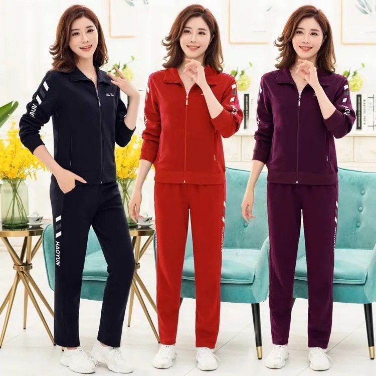 spring and autumn lady Athletic Wear fashion suit Easy middle age leisure time coat jacket Sports pants Western style Mom outfit