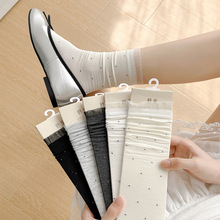 白色波点袜子女棉袜夏季薄款可爱ins风女士堆堆中筒袜搭配玛丽鞋