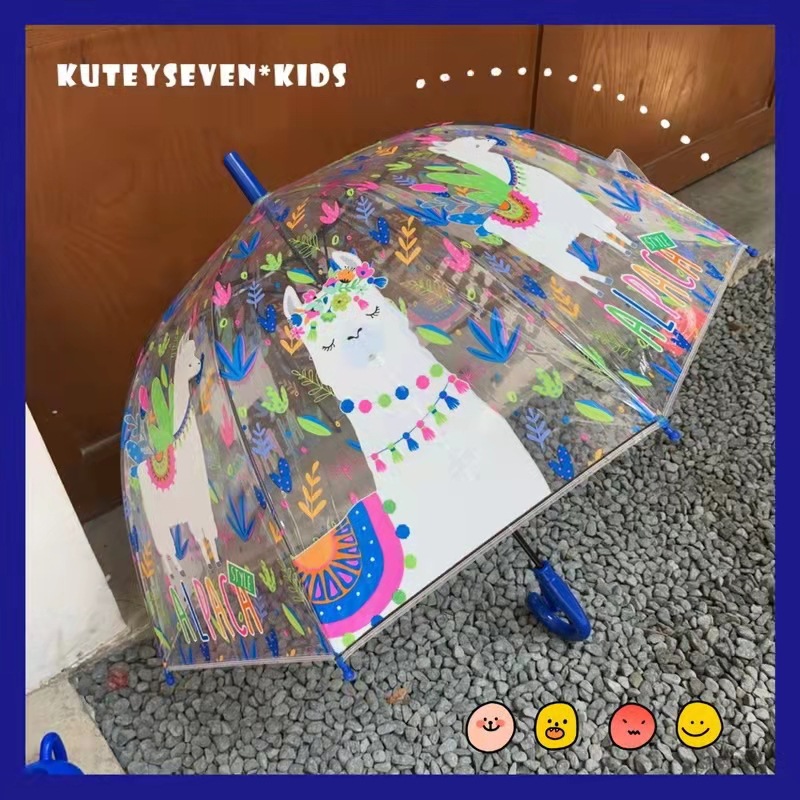 颜値超高虹透明伞ins幼稚园カラーレインボー小学生キッズ可爱い厚手长柄伞