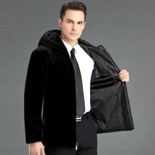 Haining Mink Mink Hair Mid-length Brand Leather Men's Fur Winter Clothes 2024 Dad's Warm Mink Coat Men
