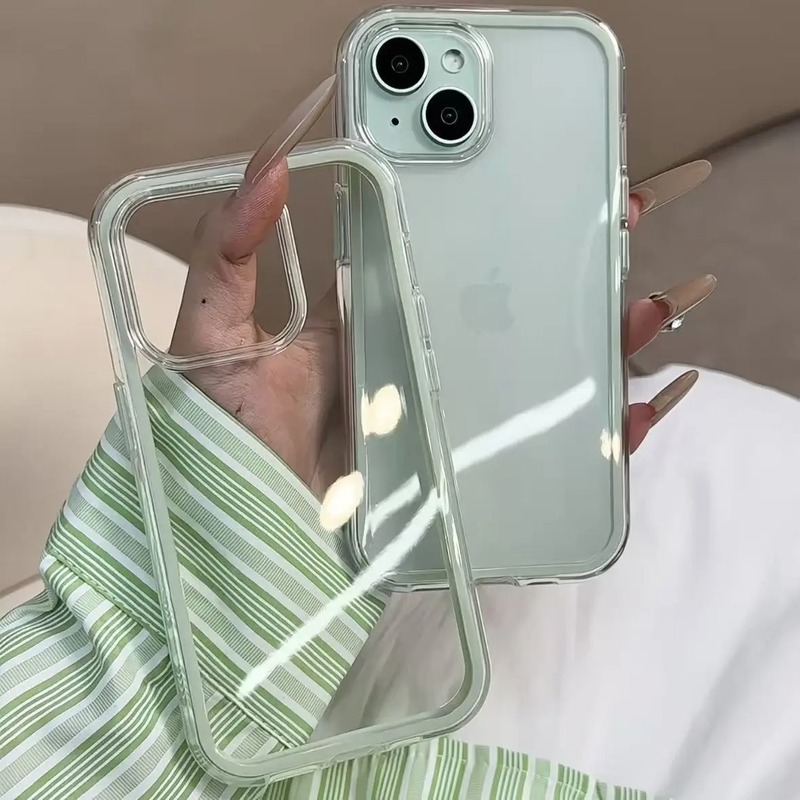 适用苹果16ProMax手机壳二合一纯色边框透明iPhone15防摔14软壳11|undefined