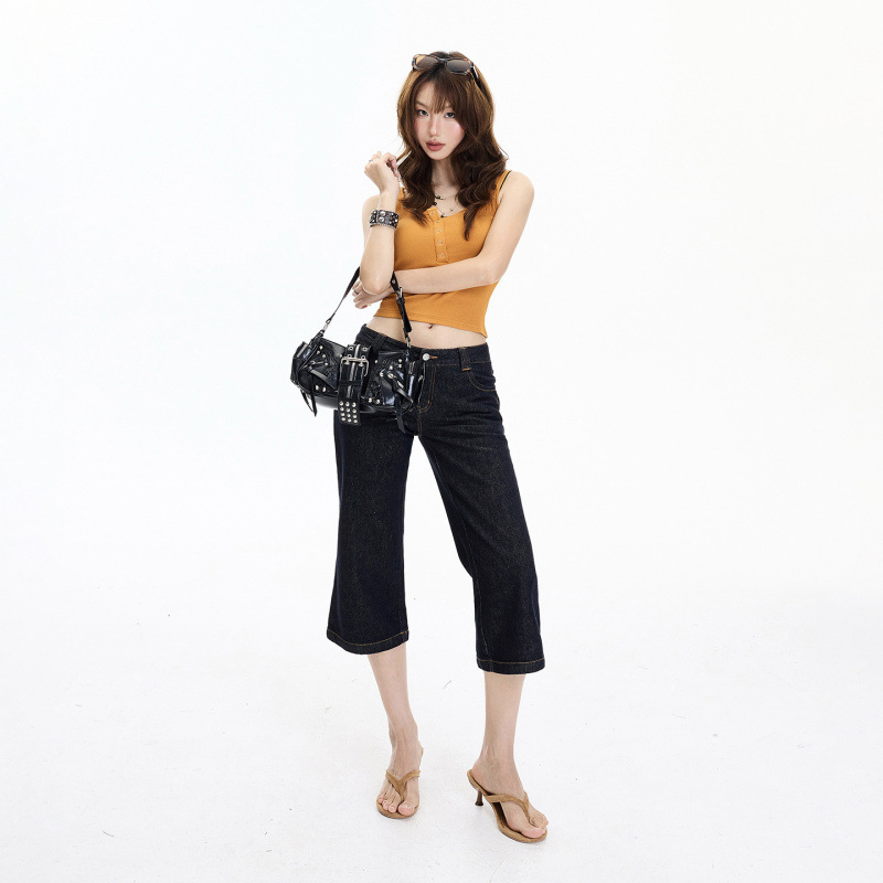 Yc& American Retro Low-Waist Flared Pants, Slim Fit, Versatile Cropped Pants, New Summer Style, Slightly Flared Jeans for Women Yc& American Retro Low-Waist Flared Pants, Slim Fit, Versatile Cropped Pants, New Summer Style, Slightly Flared Jeans for Women