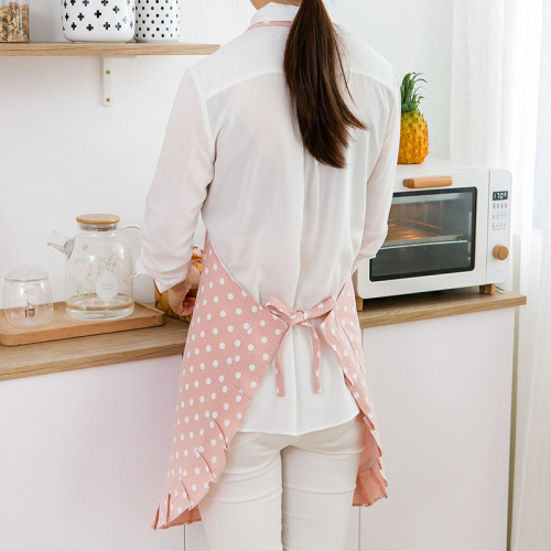 Dot Apron Cute Japanese Style Home Use Neck Hanging Breathable Fanny Pack Kitchen Waterproof Oil Proof Workwear for Women Fashion Apron