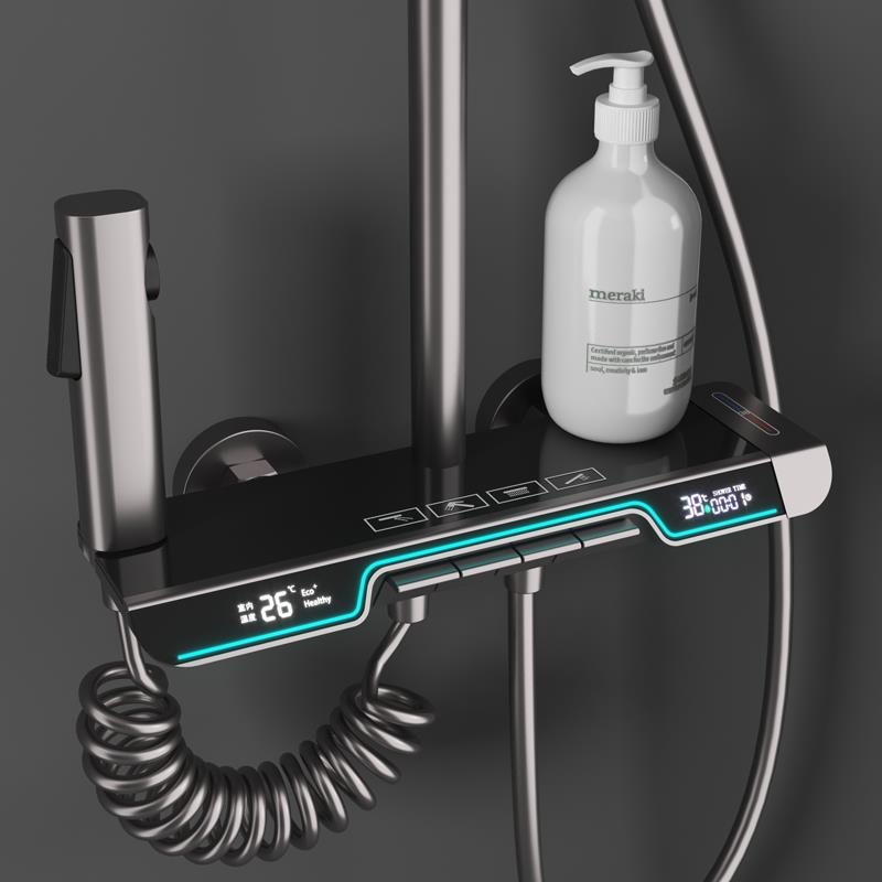 SpaceShip faro pistola de cobre blanco gris temperatura constante pantalla digital sobrealimentado ducha traje