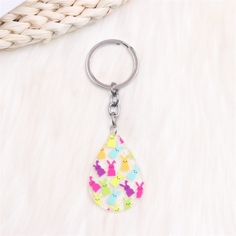 Simple Style Rabbit Stainless Steel Arylic Printing Easter Keychain display picture 4