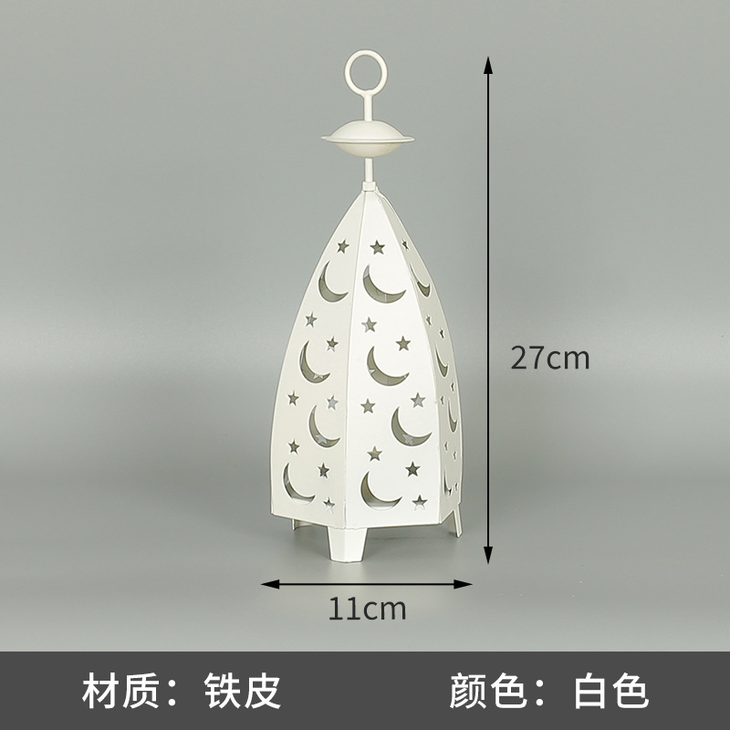 Blanco boda candelabro linterna boda carretera plomo accesorios atmósfera lámpara Marruecos viento lámpara decoración a prueba de viento vela pantalla