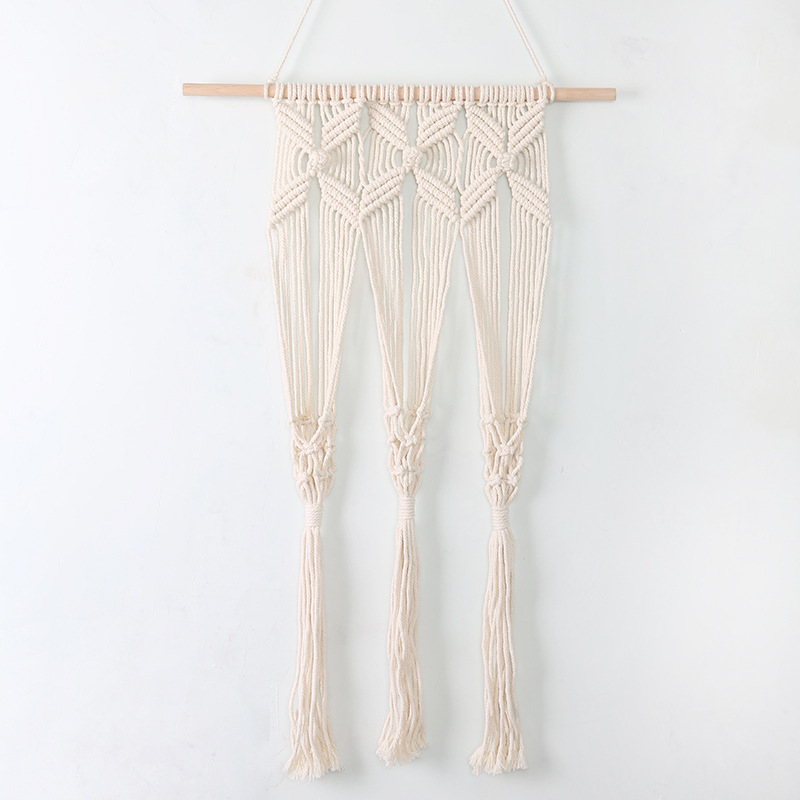 跨境供應花盆網(wǎng)兜 園藝綠植創(chuàng)意款棉繩花盆吊籃兜 掛壁式盆栽吊籃