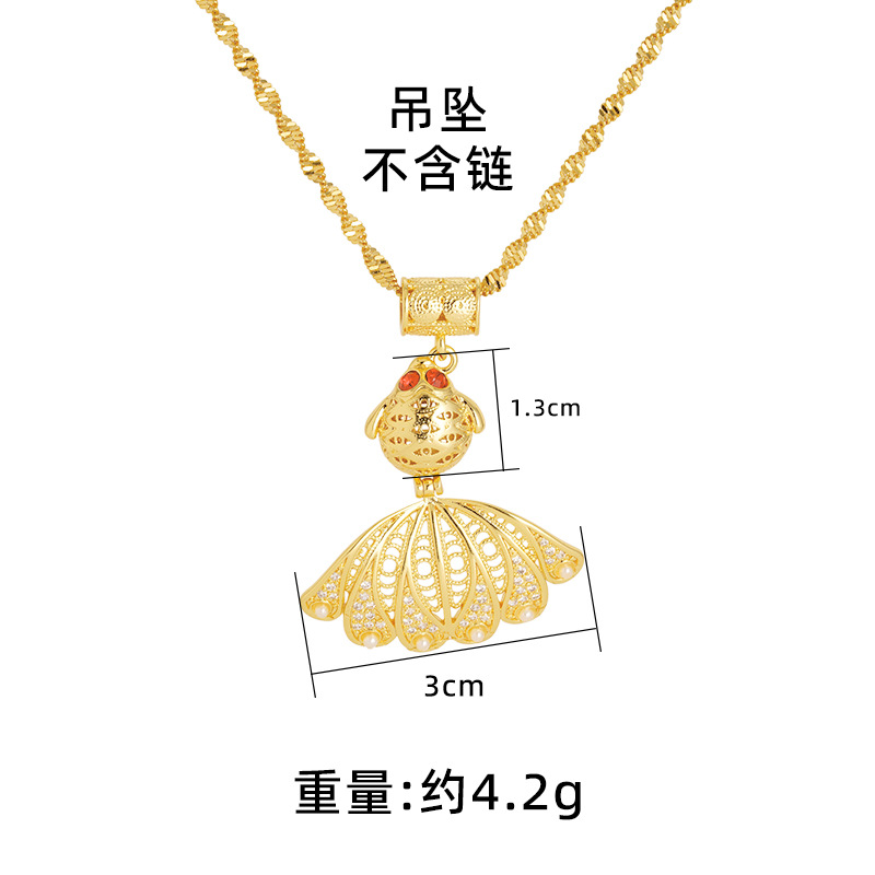 Colgante de pescado con incrustaciones de oro de lujo Vietnam arena oro moda estilo antiguo collar de mujer de alto grado colgante hueco todo a juego suministro de fábrica
