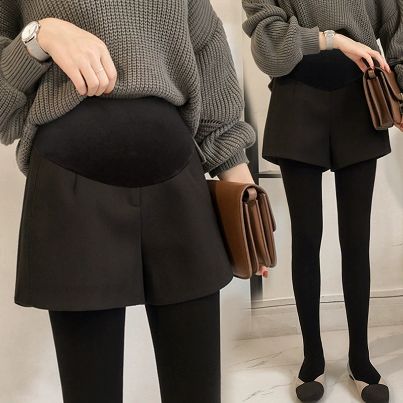 8830 # Беременные женщины мода осень и зима новые шерстяные шорты широкие брюки беременных женщин брюки живота сапоги колготки брюки