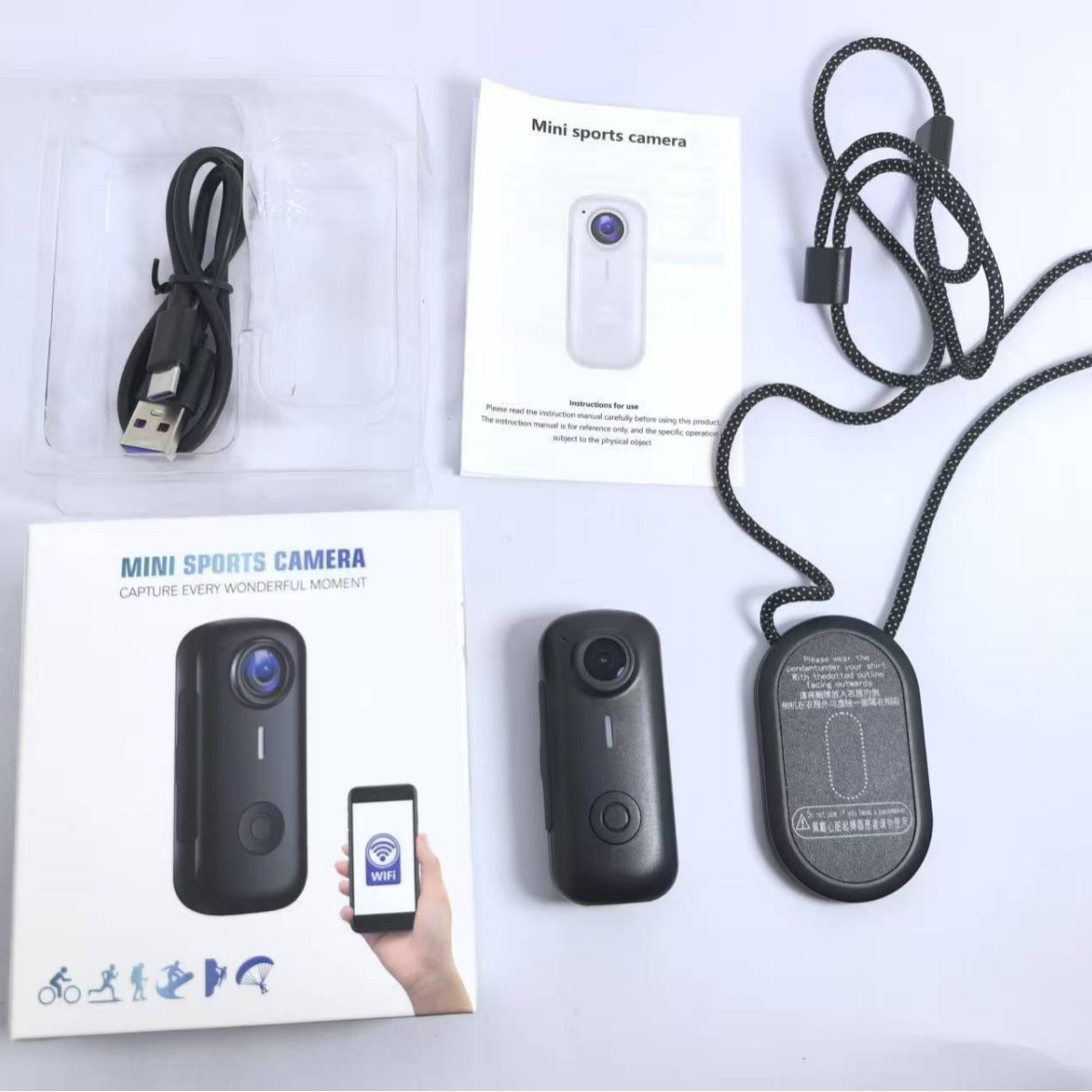 D100 Thumb Cycling Camera Pet Vlog Portable Wifi Magnetic Large Wide-Angle Sports Thumb Recorder