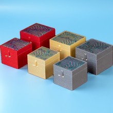 新中式国风茶具建盏礼品盒 正方形祥云布盒紫砂壶卡扣式锦盒批发