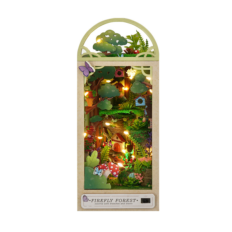 Tianyu DIY Cottage TC35 Firefly Mori montado a mano soporte de libro tridimensional casa pequeña miniatura modelo de juguete