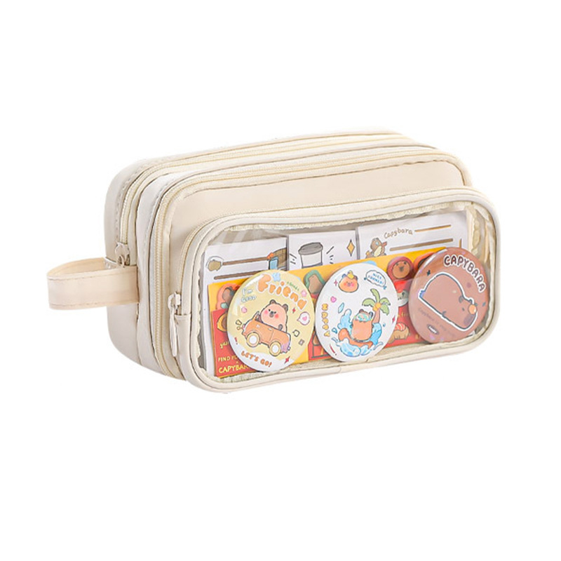 Nueva bolsa de lápices transparente estilo ins bolsa de dolor bolsa de lápiz de material de bricolaje bolsa de papelería de diez capas de gran capacidad para personas de nicho